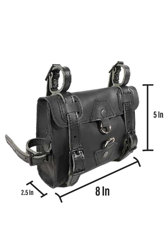 leather cycling tool back, black color leather and measurements 