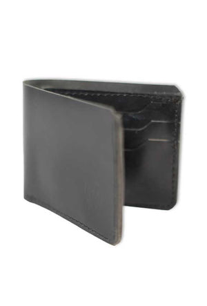 Tradional Leather Wallet, bifold 6 card slot pocket with two open pockets and main cash slot. by AWRE, made in houston texas. 